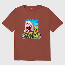 Мужская футболка оверсайз My singing monsters мамунт и зерномех