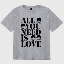 Футболка оверсайз мужская ALL YOU NEED IS LOVE THE BEATLES, цвет: меланж