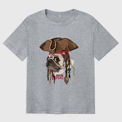 Мужская футболка оверсайз МОПС ПИРАТ СОБАКА В ШЛЯПЕ