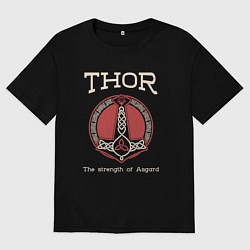 Футболка оверсайз мужская Thor strenght of Asgard, цвет: черный