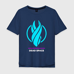Футболка оверсайз мужская Символ Dead Space в неоновых цветах, цвет: тёмно-синий