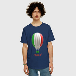 Футболка оверсайз мужская 3d aerostat Italy flag, цвет: тёмно-синий — фото 2