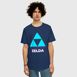 Футболка оверсайз мужская Символ Zelda в неоновых цветах, цвет: тёмно-синий — фото 2