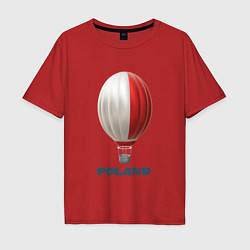 Мужская футболка оверсайз 3d aerostat Polish flag