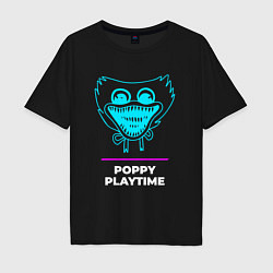 Футболка оверсайз мужская Символ Poppy Playtime в неоновых цветах, цвет: черный