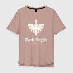 Футболка оверсайз мужская Темные ангелы лого винтаж, цвет: пыльно-розовый