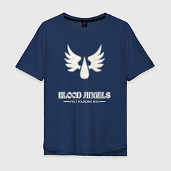 Футболка оверсайз мужская Кровавые ангелы лого винтаж, цвет: тёмно-синий