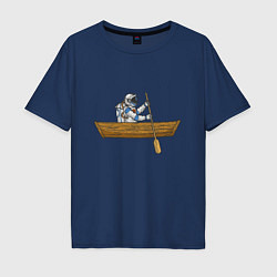 Мужская футболка оверсайз Космонавт в лодке