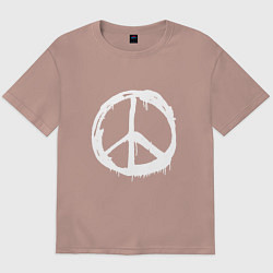Футболка оверсайз мужская Pacific symbol white, цвет: пыльно-розовый
