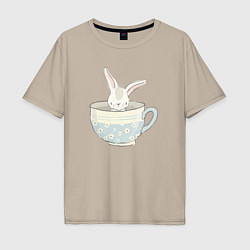 Мужская футболка оверсайз Кролик в чашке