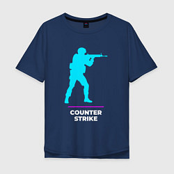 Мужская футболка оверсайз Символ Counter Strike в неоновых цветах