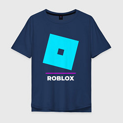 Футболка оверсайз мужская Символ Roblox в неоновых цветах, цвет: тёмно-синий