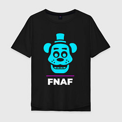 Футболка оверсайз мужская Символ FNAF в неоновых цветах, цвет: черный