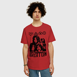 Футболка оверсайз мужская Led Zeppelin Black, цвет: красный — фото 2