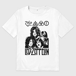 Футболка оверсайз мужская Led Zeppelin Black, цвет: белый