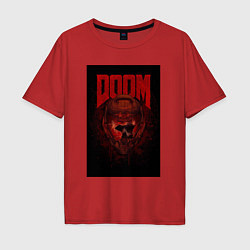 Футболка оверсайз мужская Doom - helmet skull, цвет: красный