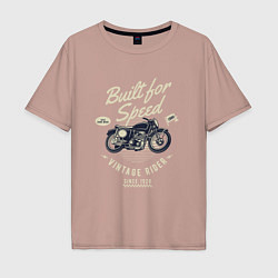 Футболка оверсайз мужская Vintage Moto, цвет: пыльно-розовый