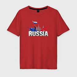 Мужская футболка оверсайз Russia объемный текст