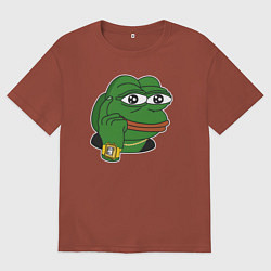 Мужская футболка оверсайз Пепе Лягушонок советует думать