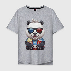 Футболка оверсайз мужская Прикольный панда с попкорном и колой, цвет: меланж