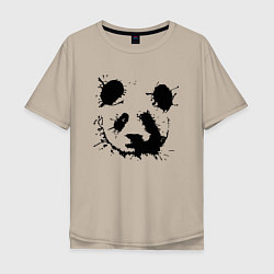 Футболка оверсайз мужская Прикольный панда - клякса, цвет: миндальный