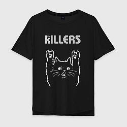Футболка оверсайз мужская The Killers рок кот, цвет: черный