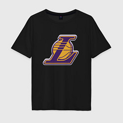 Футболка оверсайз мужская ЛА Лейкерс объемное лого, цвет: черный