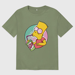Мужская футболка оверсайз Барт Симпсон пьёт лимонад