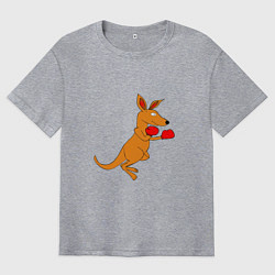 Мужская футболка оверсайз Кенгуру занимается боксом