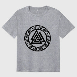 Футболка оверсайз мужская Валькнут - символ Одина, цвет: меланж