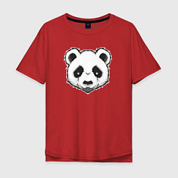 Футболка оверсайз мужская Голова милой панды, цвет: красный