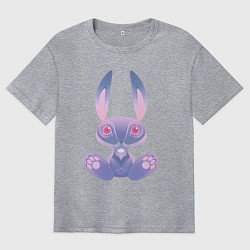 Футболка оверсайз мужская Кролик синий, цвет: меланж