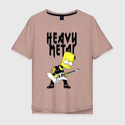 Футболка оверсайз мужская Барт Симпсон - heavy metal, цвет: пыльно-розовый