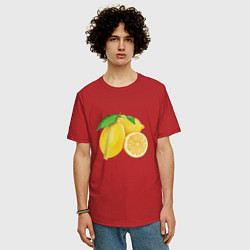 Футболка оверсайз мужская Сочные лимоны, цвет: красный — фото 2