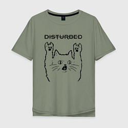 Футболка оверсайз мужская Disturbed - rock cat, цвет: авокадо