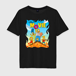 Мужская футболка оверсайз The Simpsons movie - семейка прячется от пожара на