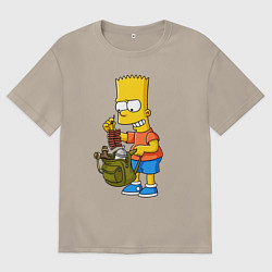 Мужская футболка оверсайз Барт Симпсон разбирает свой рюкзак