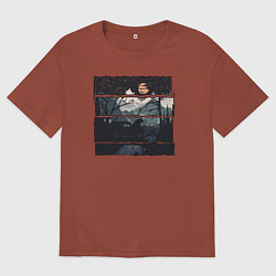 Мужская футболка оверсайз Внедорожник и медведь