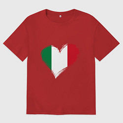 Футболка оверсайз мужская Сердце - Италия, цвет: красный