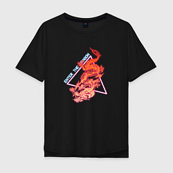 Мужская футболка оверсайз Retrowave Японский Дракон