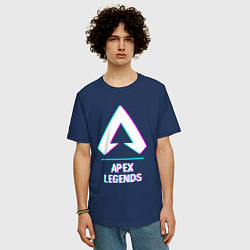 Футболка оверсайз мужская Apex Legends в стиле glitch и баги графики, цвет: тёмно-синий — фото 2