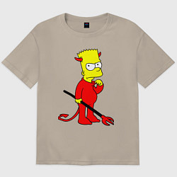 Футболка оверсайз мужская Bart Simpson - devil, цвет: миндальный