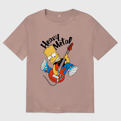 Мужская футболка оверсайз Барт Симпсон - гитарист - heavy metal