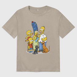 Мужская футболка оверсайз Семейка Симпсонов встречает Новый Год!