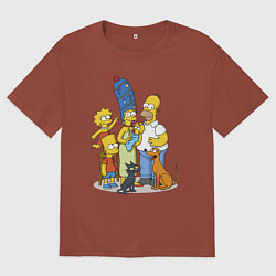 Мужская футболка оверсайз Семейка Симпсонов встречает Новый Год!