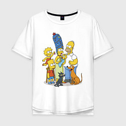 Мужская футболка оверсайз Семейка Симпсонов встречает Новый Год!