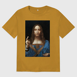 Мужская футболка оверсайз Спаситель мира Леонардо Да Винчи около 1500