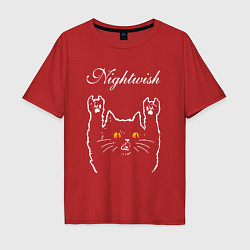 Мужская футболка оверсайз Nightwish rock cat