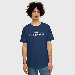 Футболка оверсайз мужская Hitman - лого, цвет: тёмно-синий — фото 2
