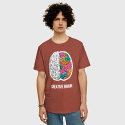Футболка оверсайз мужская Creative Brain, цвет: кирпичный — фото 2